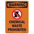Signmission Safety Sign, OSHA WARNING, 14" Height, Aluminum, Chemical Waste Prohibited, Portrait OS-WS-A-1014-V-13028